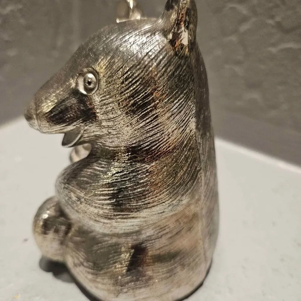 Silver Plate Bear with Cub Coin Bank Piggy Bank 4.5
